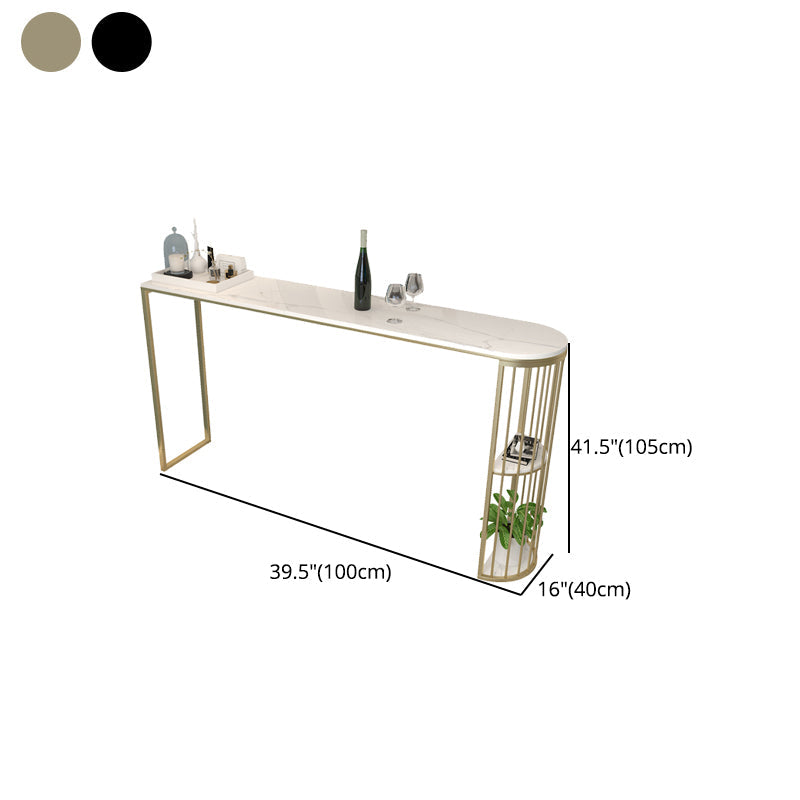 Stone Bar Dining Table Modern Oval Bar Table with Double Pedestal for Milk Tea Shop Clearhalo 'Bar Furniture' 'Bar Tables' 'bar_tables' 'furn' 'furn_bar_tables' 'Furniture' 'furniture_bar_tables' 'Kitchen & Dining Furniture' 4851912