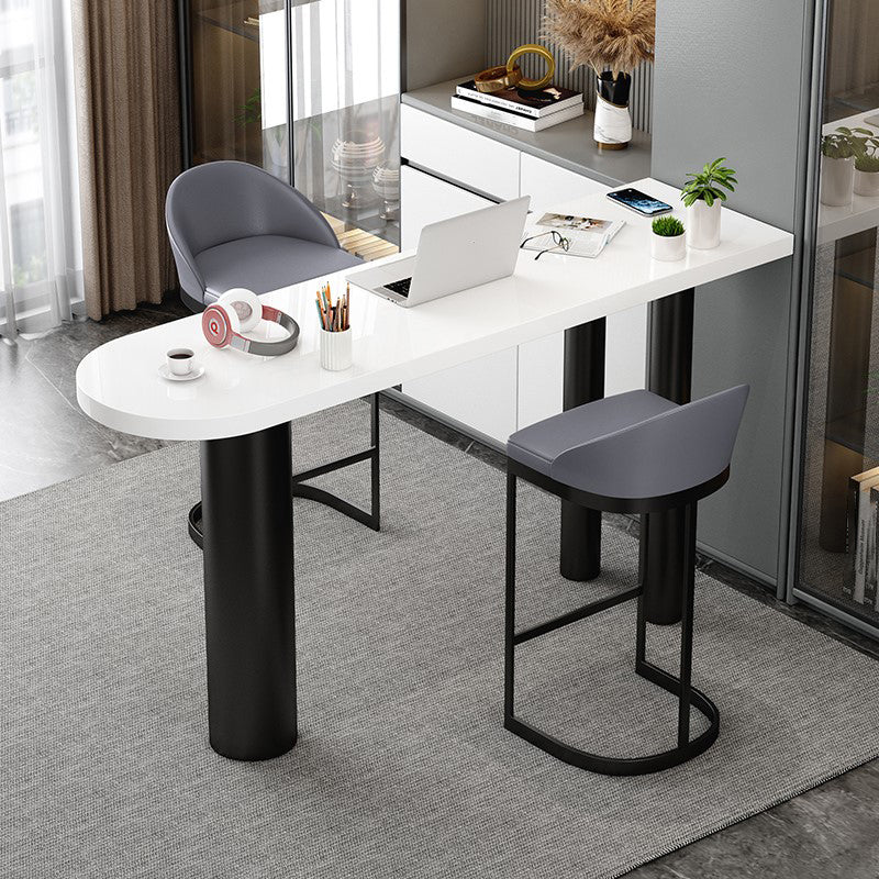 Artificial Wood/Stone Bar Dining Table Modern Oval Bar Table with Tripod for Dining Room 78.7"L x 15.7"W x 41.3"H Manufactured Wood Without Chairs Clearhalo 'Bar Furniture' 'Bar Tables' 'bar_tables' 'furn' 'furn_bar_tables' 'Furniture' 'furniture_bar_tables' 'Kitchen & Dining Furniture' 4851920