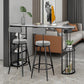 Stone Bar Dining Table Glam Bar Table with Double Pedestal for Dining Room 63"L x 15.7"W x 41.3"H Black Without Chairs Clearhalo 'Bar Furniture' 'Bar Tables' 'bar_tables' 'furn' 'furn_bar_tables' 'Furniture' 'furniture_bar_tables' 'Kitchen & Dining Furniture' 4851935