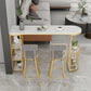 Stone Bar Dining Table Glam Bar Table with Double Pedestal for Dining Room Clearhalo 'Bar Furniture' 'Bar Tables' 'bar_tables' 'furn' 'furn_bar_tables' 'Furniture' 'furniture_bar_tables' 'Kitchen & Dining Furniture' 4851941