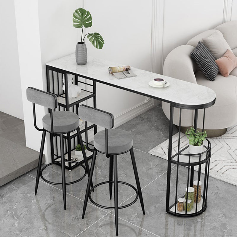 Stone Bar Dining Table Glam Bar Table with Double Pedestal for Dining Room Clearhalo 'Bar Furniture' 'Bar Tables' 'bar_tables' 'furn' 'furn_bar_tables' 'Furniture' 'furniture_bar_tables' 'Kitchen & Dining Furniture' 4851942