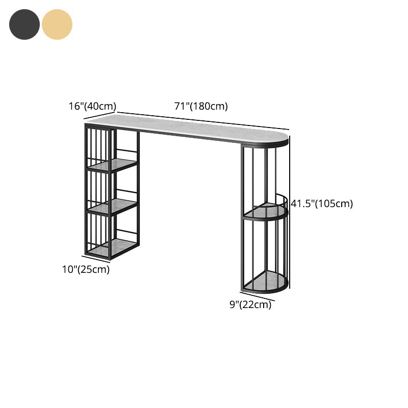 Stone Bar Dining Table Glam Bar Table with Double Pedestal for Dining Room Clearhalo 'Bar Furniture' 'Bar Tables' 'bar_tables' 'furn' 'furn_bar_tables' 'Furniture' 'furniture_bar_tables' 'Kitchen & Dining Furniture' 4851947
