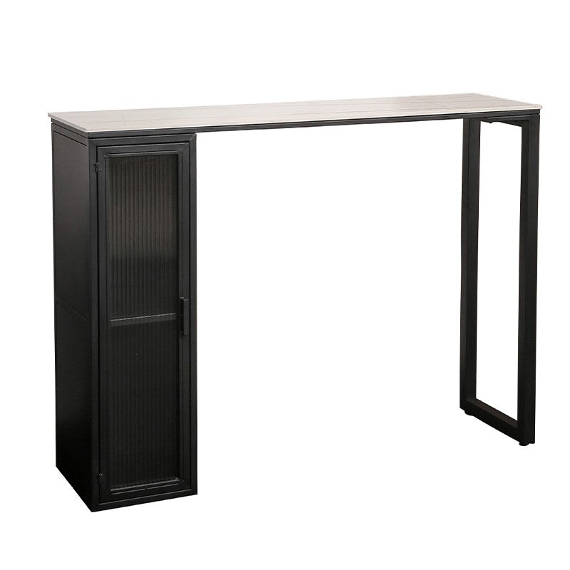 Stone Bar Dining Table Modern Rectangle Bar Table with Double Pedestal for Living Room Clearhalo 'Bar Furniture' 'Bar Tables' 'bar_tables' 'furn' 'furn_bar_tables' 'Furniture' 'furniture_bar_tables' 'Kitchen & Dining Furniture' 4851954