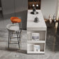 Stone Bar Dining Table Modern Bar Table with Double Pedestal for Dining Room 70.9"L x 19.7"W x 41.3"H White-Gold Without Chairs Clearhalo 'Bar Furniture' 'Bar Tables' 'bar_tables' 'furn' 'furn_bar_tables' 'Furniture' 'furniture_bar_tables' 'Kitchen & Dining Furniture' 4851972