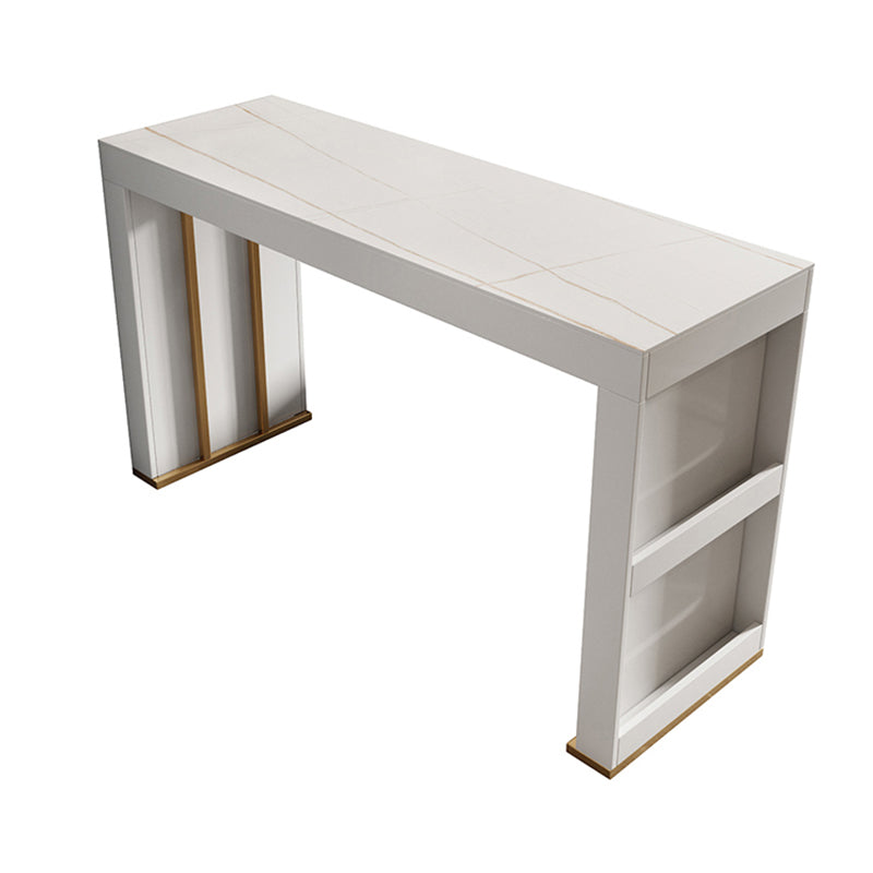 Stone Bar Dining Table Modern Bar Table with Double Pedestal for Dining Room Clearhalo 'Bar Furniture' 'Bar Tables' 'bar_tables' 'furn' 'furn_bar_tables' 'Furniture' 'furniture_bar_tables' 'Kitchen & Dining Furniture' 4851974