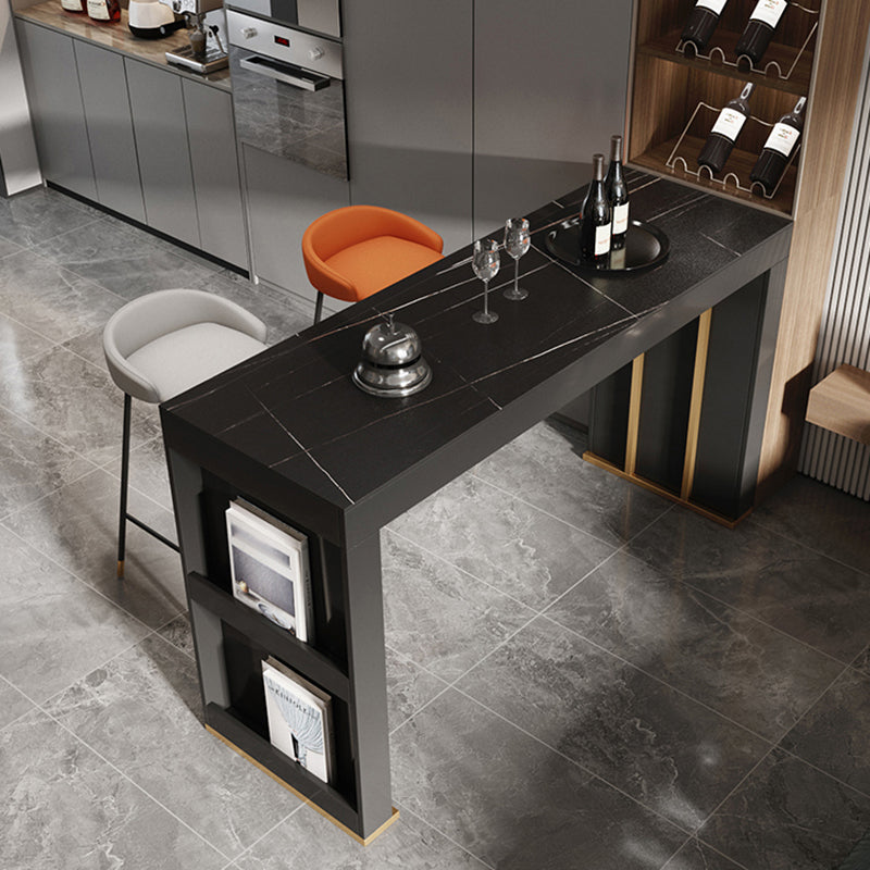 Stone Bar Dining Table Modern Bar Table with Double Pedestal for Dining Room Clearhalo 'Bar Furniture' 'Bar Tables' 'bar_tables' 'furn' 'furn_bar_tables' 'Furniture' 'furniture_bar_tables' 'Kitchen & Dining Furniture' 4851978