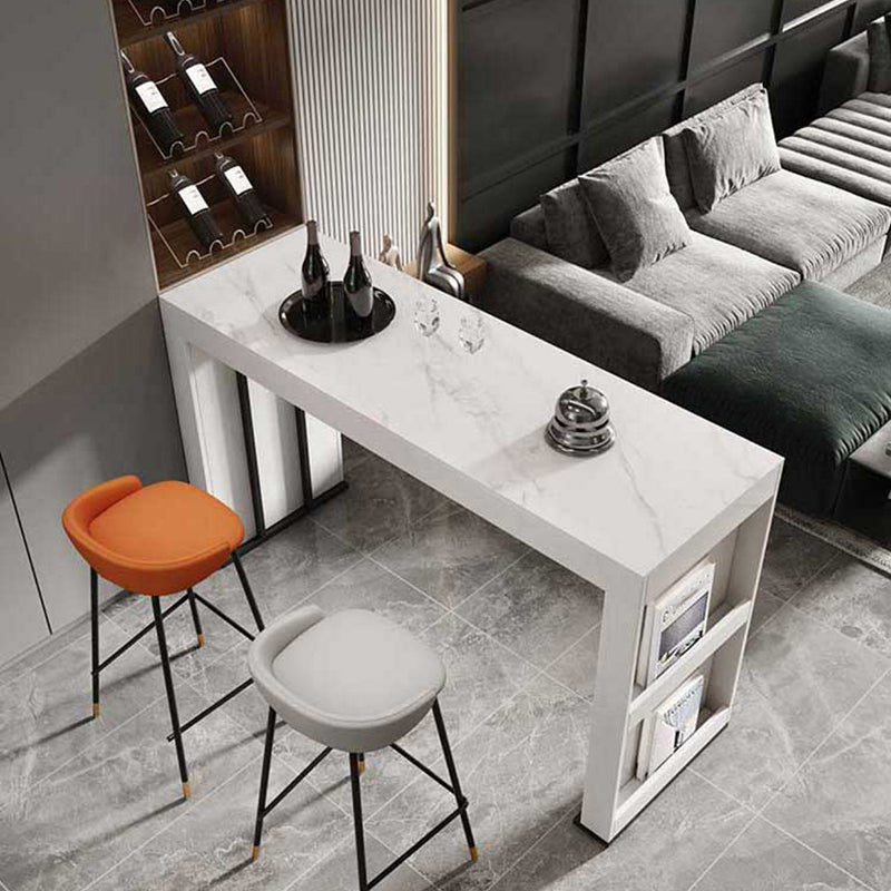 Stone Bar Dining Table Modern Bar Table with Double Pedestal for Dining Room Clearhalo 'Bar Furniture' 'Bar Tables' 'bar_tables' 'furn' 'furn_bar_tables' 'Furniture' 'furniture_bar_tables' 'Kitchen & Dining Furniture' 4851979