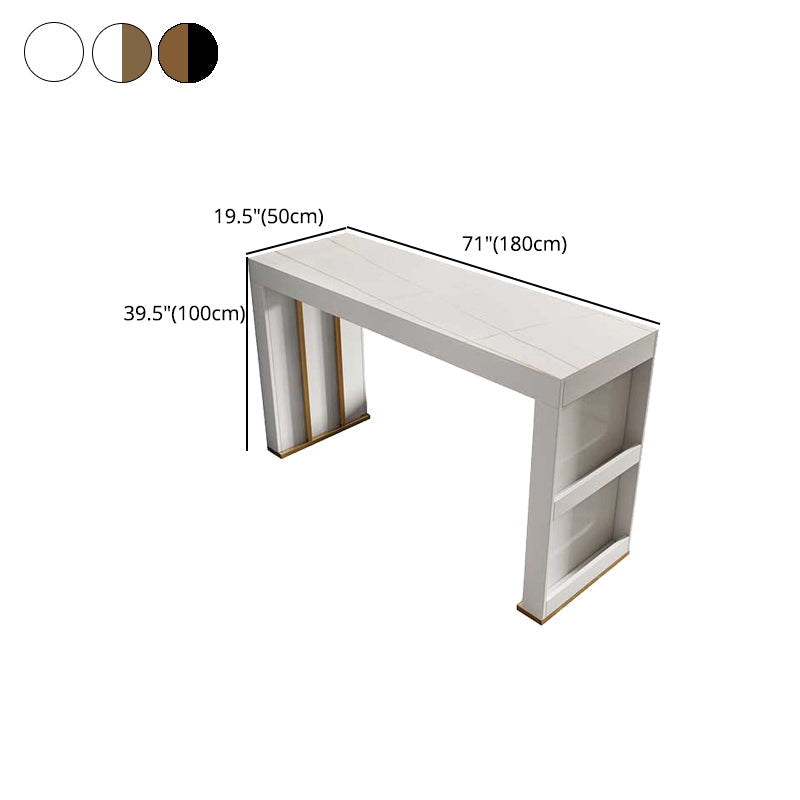 Stone Bar Dining Table Modern Bar Table with Double Pedestal for Dining Room Clearhalo 'Bar Furniture' 'Bar Tables' 'bar_tables' 'furn' 'furn_bar_tables' 'Furniture' 'furniture_bar_tables' 'Kitchen & Dining Furniture' 4851981