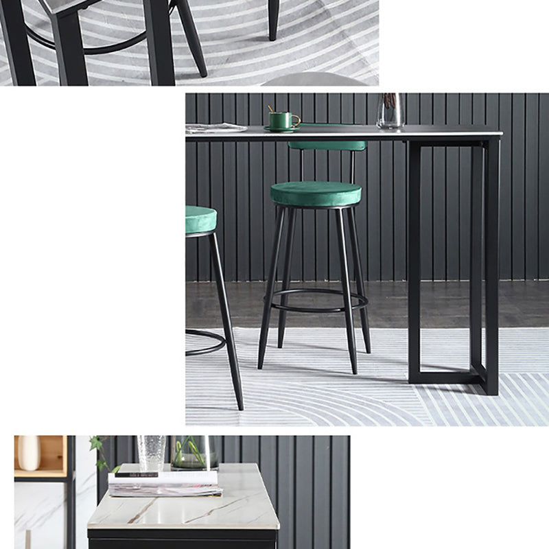 Stone Bar Table Modern Rectangle Bar Table with Double Pedestal Base for Kitchen Clearhalo 'Bar Furniture' 'Bar Tables' 'bar_tables' 'furn' 'furn_bar_tables' 'Furniture' 'furniture_bar_tables' 'Kitchen & Dining Furniture' 4851992