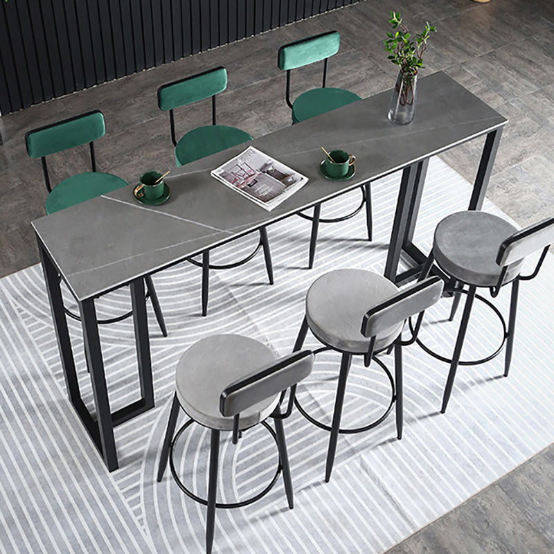 Stone Bar Table Modern Rectangle Bar Table with Double Pedestal Base for Kitchen Clearhalo 'Bar Furniture' 'Bar Tables' 'bar_tables' 'furn' 'furn_bar_tables' 'Furniture' 'furniture_bar_tables' 'Kitchen & Dining Furniture' 4851995