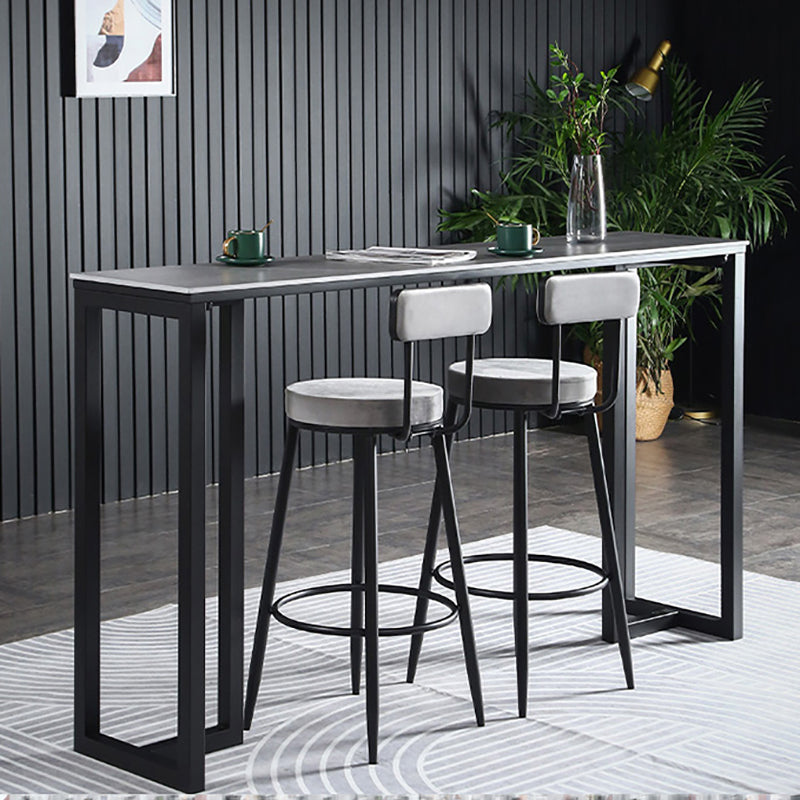 Stone Bar Table Modern Rectangle Bar Table with Double Pedestal Base for Kitchen Clearhalo 'Bar Furniture' 'Bar Tables' 'bar_tables' 'furn' 'furn_bar_tables' 'Furniture' 'furniture_bar_tables' 'Kitchen & Dining Furniture' 4851996