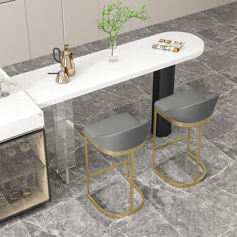 Stone/Wood Bar Dining Table Modern Oval Bar Table with Double Pedestal Manufactured Wood Without Chairs Clearhalo 'Bar Furniture' 'Bar Tables' 'bar_tables' 'furn' 'furn_bar_tables' 'Furniture' 'furniture_bar_tables' 'Kitchen & Dining Furniture' 4852004