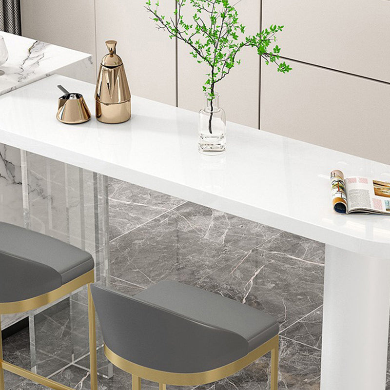 Stone/Wood Bar Dining Table Modern Oval Bar Table with Double Pedestal Clearhalo 'Bar Furniture' 'Bar Tables' 'bar_tables' 'furn' 'furn_bar_tables' 'Furniture' 'furniture_bar_tables' 'Kitchen & Dining Furniture' 4852007
