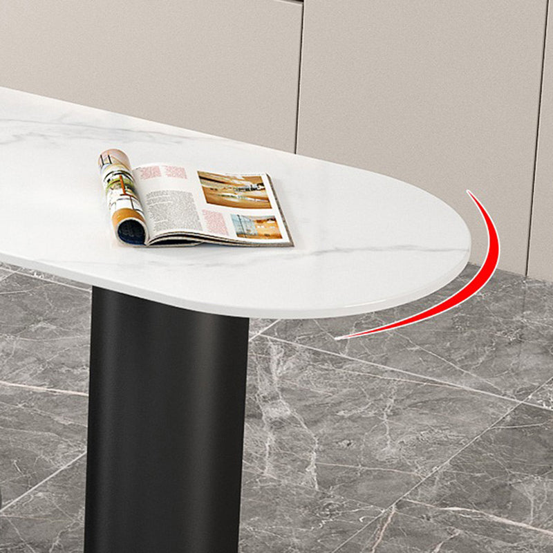 Stone/Wood Bar Dining Table Modern Oval Bar Table with Double Pedestal Clearhalo 'Bar Furniture' 'Bar Tables' 'bar_tables' 'furn' 'furn_bar_tables' 'Furniture' 'furniture_bar_tables' 'Kitchen & Dining Furniture' 4852008