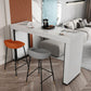 Stone Bar Dining Table Modern Bar Table with Double Pedestal Base for Dining Room 55.1"L x 19.7"W x 41.3"H White-Gold Without Chairs Clearhalo 'Bar Furniture' 'Bar Tables' 'bar_tables' 'furn' 'furn_bar_tables' 'Furniture' 'furniture_bar_tables' 'Kitchen & Dining Furniture' 4852021