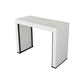 Stone Bar Dining Table Modern Bar Table with Double Pedestal Base for Dining Room 70.9"L x 19.7"W x 41.3"H White-Gold Without Chairs Clearhalo 'Bar Furniture' 'Bar Tables' 'bar_tables' 'furn' 'furn_bar_tables' 'Furniture' 'furniture_bar_tables' 'Kitchen & Dining Furniture' 4852022