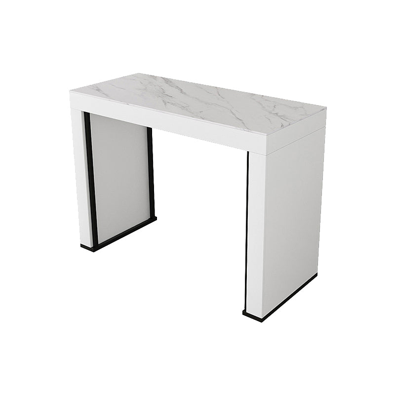 Stone Bar Dining Table Modern Bar Table with Double Pedestal Base for Dining Room White Without Chairs Clearhalo 'Bar Furniture' 'Bar Tables' 'bar_tables' 'furn' 'furn_bar_tables' 'Furniture' 'furniture_bar_tables' 'Kitchen & Dining Furniture' 4852023