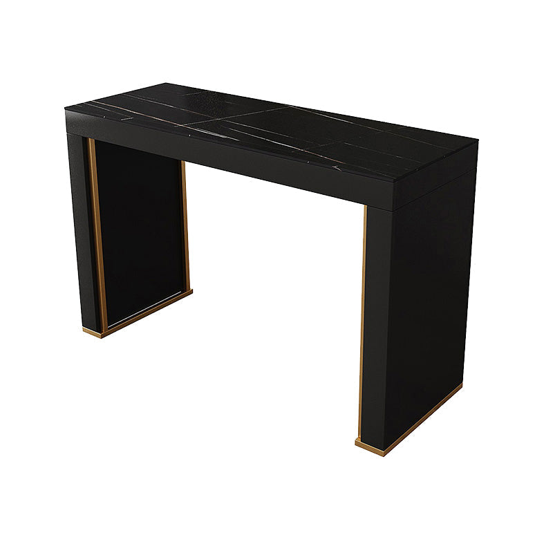 Stone Bar Dining Table Modern Bar Table with Double Pedestal Base for Dining Room Black Without Chairs Clearhalo 'Bar Furniture' 'Bar Tables' 'bar_tables' 'furn' 'furn_bar_tables' 'Furniture' 'furniture_bar_tables' 'Kitchen & Dining Furniture' 4852025