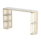 Stone Bar Dining Table Glam Oval Bar Table with Double Pedestal Base for Dining Room Gold Without Chairs Clearhalo 'Bar Furniture' 'Bar Tables' 'bar_tables' 'furn' 'furn_bar_tables' 'Furniture' 'furniture_bar_tables' 'Kitchen & Dining Furniture' 4852036