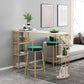 Stone Bar Dining Table Glam Oval Bar Table with Double Pedestal Base for Dining Room 70.9"L x 15.7"W x 41.3"H Gold Without Chairs Clearhalo 'Bar Furniture' 'Bar Tables' 'bar_tables' 'furn' 'furn_bar_tables' 'Furniture' 'furniture_bar_tables' 'Kitchen & Dining Furniture' 4852037