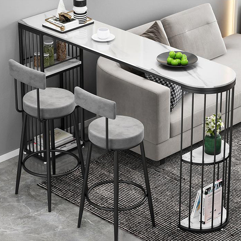 Stone Bar Dining Table Glam Oval Bar Table with Double Pedestal Base for Dining Room Clearhalo 'Bar Furniture' 'Bar Tables' 'bar_tables' 'furn' 'furn_bar_tables' 'Furniture' 'furniture_bar_tables' 'Kitchen & Dining Furniture' 4852041