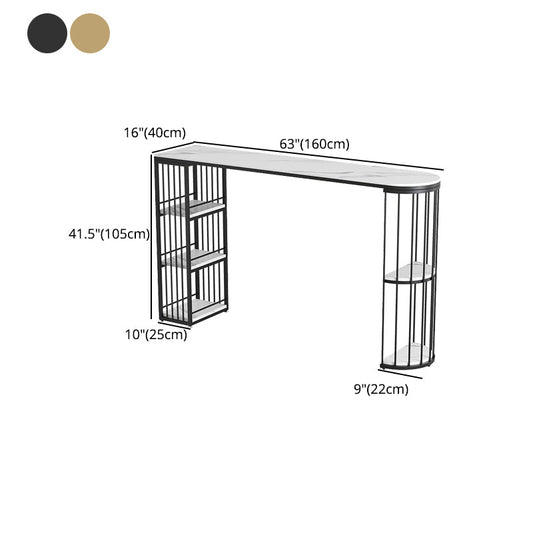 Stone Bar Dining Table Glam Oval Bar Table with Double Pedestal Base for Dining Room Clearhalo 'Bar Furniture' 'Bar Tables' 'bar_tables' 'furn' 'furn_bar_tables' 'Furniture' 'furniture_bar_tables' 'Kitchen & Dining Furniture' 4852045