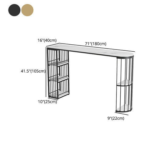 Stone Bar Dining Table Glam Oval Bar Table with Double Pedestal Base for Dining Room Clearhalo 'Bar Furniture' 'Bar Tables' 'bar_tables' 'furn' 'furn_bar_tables' 'Furniture' 'furniture_bar_tables' 'Kitchen & Dining Furniture' 4852046