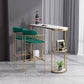 Stone Bar Dining Table Glam Oval Bar Table with Sled Base for Dining Room 63"L x 15.7"W x 41.3"H Gold Without Chairs Clearhalo 'Bar Furniture' 'Bar Tables' 'bar_tables' 'furn' 'furn_bar_tables' 'Furniture' 'furniture_bar_tables' 'Kitchen & Dining Furniture' 4852051