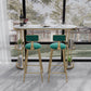 Stone Bar Dining Table Glam Oval Bar Table with Sled Base for Dining Room 47.2"L x 15.7"W x 41.3"H Gold Without Chairs Clearhalo 'Bar Furniture' 'Bar Tables' 'bar_tables' 'furn' 'furn_bar_tables' 'Furniture' 'furniture_bar_tables' 'Kitchen & Dining Furniture' 4852053