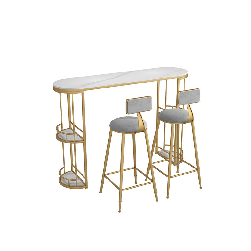 Stone Bar Dining Table Glam Oval Bar Table with Sled Base for Dining Room Clearhalo 'Bar Furniture' 'Bar Tables' 'bar_tables' 'furn' 'furn_bar_tables' 'Furniture' 'furniture_bar_tables' 'Kitchen & Dining Furniture' 4852054