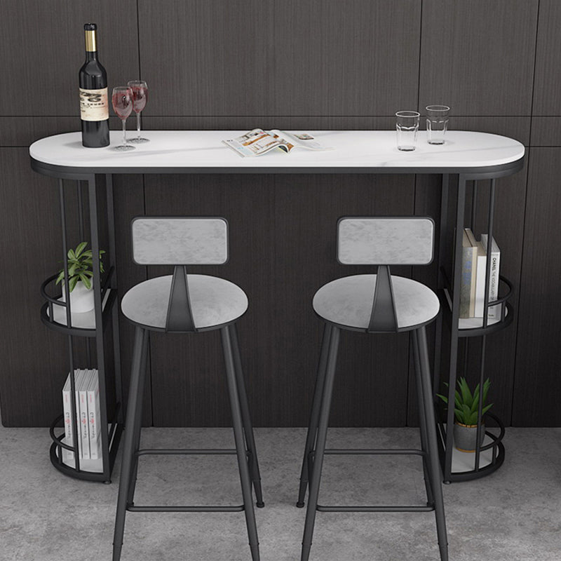 Stone Bar Dining Table Glam Oval Bar Table with Sled Base for Dining Room Clearhalo 'Bar Furniture' 'Bar Tables' 'bar_tables' 'furn' 'furn_bar_tables' 'Furniture' 'furniture_bar_tables' 'Kitchen & Dining Furniture' 4852057