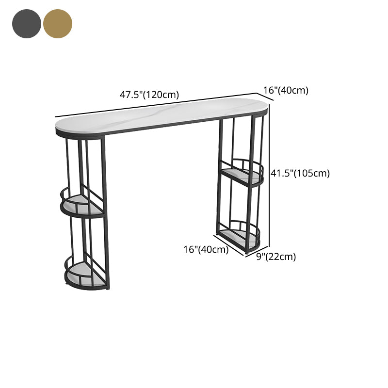 Stone Bar Dining Table Glam Oval Bar Table with Sled Base for Dining Room Clearhalo 'Bar Furniture' 'Bar Tables' 'bar_tables' 'furn' 'furn_bar_tables' 'Furniture' 'furniture_bar_tables' 'Kitchen & Dining Furniture' 4852061