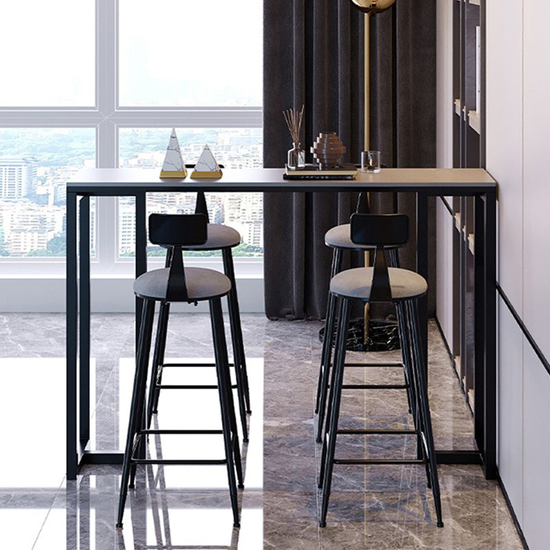 Stone Bar Dining Table Modern Rectangle Bar Table with Double Pedestal Base for Kitchen Clearhalo 'Bar Furniture' 'Bar Tables' 'bar_tables' 'furn' 'furn_bar_tables' 'Furniture' 'furniture_bar_tables' 'Kitchen & Dining Furniture' 4852072