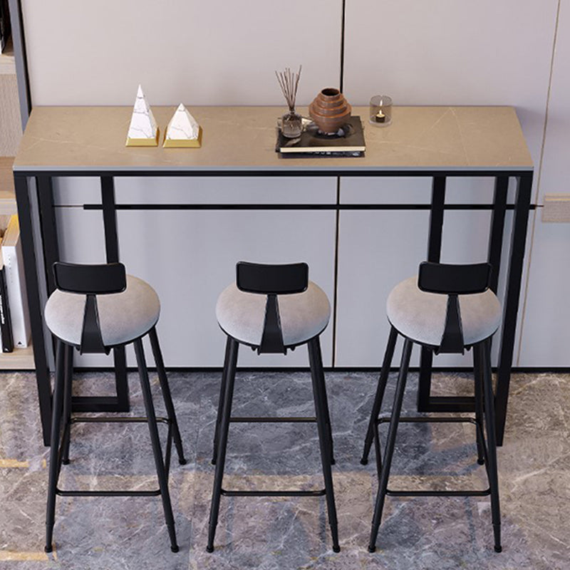 Stone Bar Dining Table Modern Rectangle Bar Table with Double Pedestal Base for Kitchen Clearhalo 'Bar Furniture' 'Bar Tables' 'bar_tables' 'furn' 'furn_bar_tables' 'Furniture' 'furniture_bar_tables' 'Kitchen & Dining Furniture' 4852075
