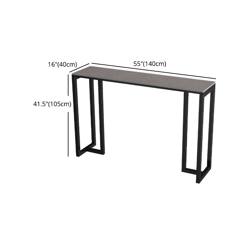 Stone Bar Dining Table Modern Rectangle Bar Table with Double Pedestal Base for Kitchen Clearhalo 'Bar Furniture' 'Bar Tables' 'bar_tables' 'furn' 'furn_bar_tables' 'Furniture' 'furniture_bar_tables' 'Kitchen & Dining Furniture' 4852078