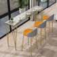 Stone Bar Dining Table Modern Rectangle Bar Table with 4 Legs Base for Dining Room 78.7"L x 15.7"W x 41.3"H Gold Without Chairs Clearhalo 'Bar Furniture' 'Bar Tables' 'bar_tables' 'furn' 'furn_bar_tables' 'Furniture' 'furniture_bar_tables' 'Kitchen & Dining Furniture' 4852081