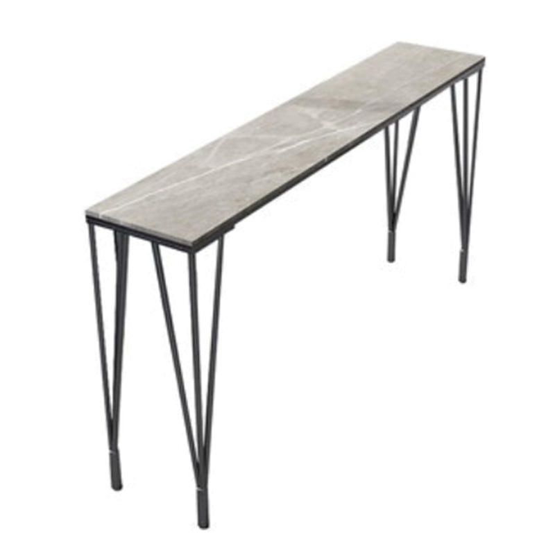 Stone Bar Dining Table Modern Rectangle Bar Table with 4 Legs Base for Dining Room Black Without Chairs Clearhalo 'Bar Furniture' 'Bar Tables' 'bar_tables' 'furn' 'furn_bar_tables' 'Furniture' 'furniture_bar_tables' 'Kitchen & Dining Furniture' 4852082