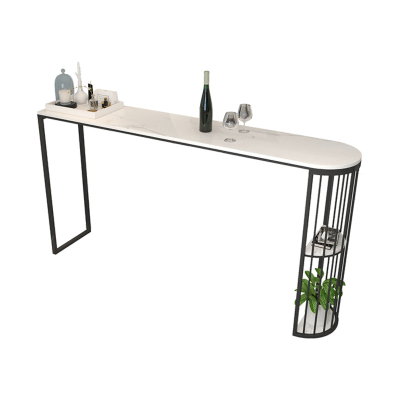 Stone Bar Dining Table Modern Oval Bar Table with Sled Base for Dining Room Black Without Chairs Clearhalo 'Bar Furniture' 'Bar Tables' 'bar_tables' 'furn' 'furn_bar_tables' 'Furniture' 'furniture_bar_tables' 'Kitchen & Dining Furniture' 4852133