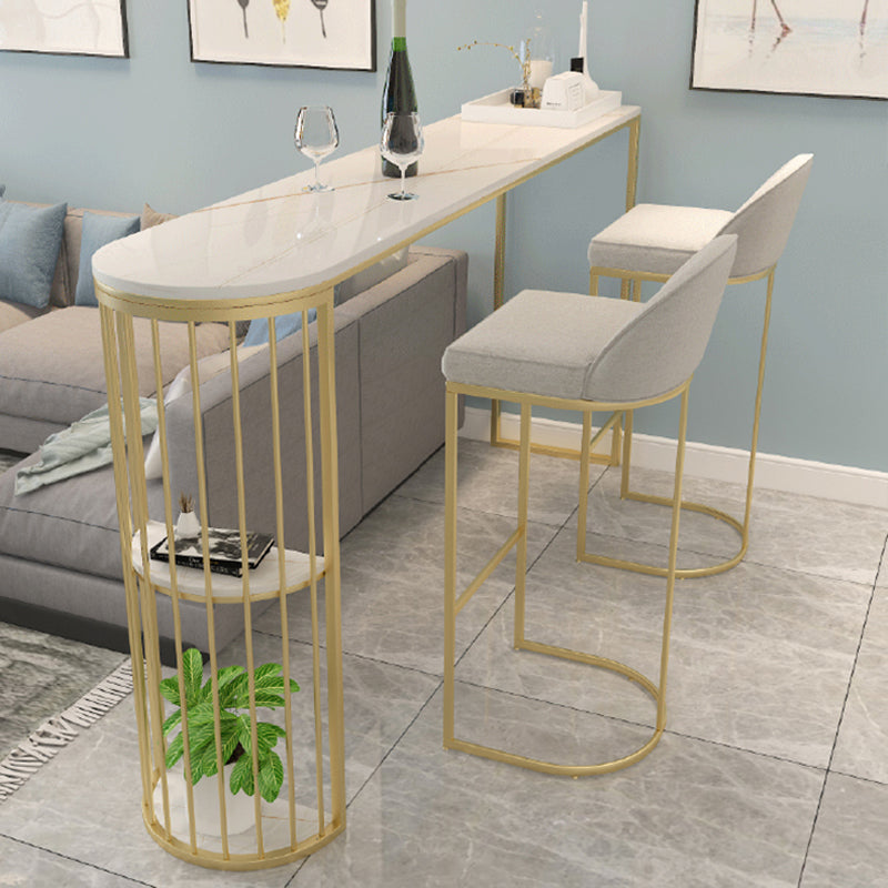Stone Bar Dining Table Modern Oval Bar Table with Sled Base for Dining Room Clearhalo 'Bar Furniture' 'Bar Tables' 'bar_tables' 'furn' 'furn_bar_tables' 'Furniture' 'furniture_bar_tables' 'Kitchen & Dining Furniture' 4852139