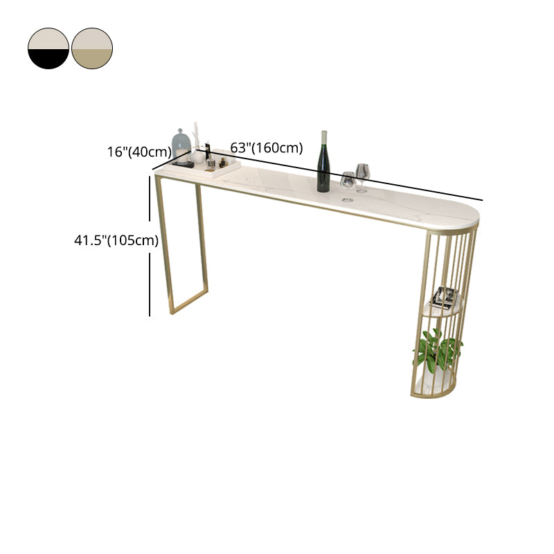 Stone Bar Dining Table Modern Oval Bar Table with Sled Base for Dining Room Clearhalo 'Bar Furniture' 'Bar Tables' 'bar_tables' 'furn' 'furn_bar_tables' 'Furniture' 'furniture_bar_tables' 'Kitchen & Dining Furniture' 4852143