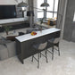 Stone Bar Dining Table Modern Rectangle Bar Table with Double Pedestal for Dining Room 78.7"L x 15.7"W x 41.3"H Without Chairs Clearhalo 'Bar Furniture' 'Bar Tables' 'bar_tables' 'furn' 'furn_bar_tables' 'Furniture' 'furniture_bar_tables' 'Kitchen & Dining Furniture' 4852146