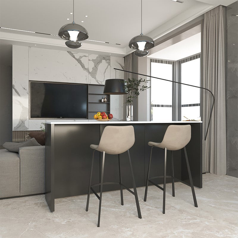 Stone Bar Dining Table Modern Rectangle Bar Table with Double Pedestal for Dining Room 55.1"L x 15.7"W x 41.3"H Without Chairs Clearhalo 'Bar Furniture' 'Bar Tables' 'bar_tables' 'furn' 'furn_bar_tables' 'Furniture' 'furniture_bar_tables' 'Kitchen & Dining Furniture' 4852149