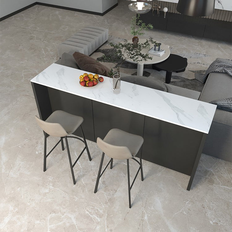 Stone Bar Dining Table Modern Rectangle Bar Table with Double Pedestal for Dining Room Clearhalo 'Bar Furniture' 'Bar Tables' 'bar_tables' 'furn' 'furn_bar_tables' 'Furniture' 'furniture_bar_tables' 'Kitchen & Dining Furniture' 4852153