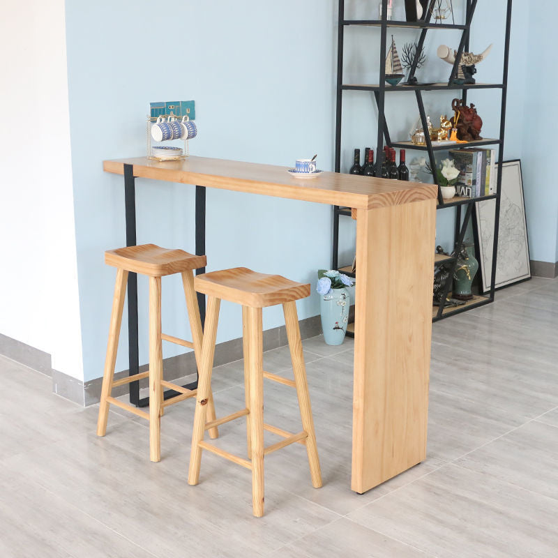 Solid Wood Bar Dining Table Industrial Bar Table with Sled Base 78.7"L x 15.7"W x 41.3"H Iron No Storage Space Clearhalo 'Bar Furniture' 'Bar Tables' 'bar_tables' 'Furniture' 'furniture_bar_tables' 'Kitchen & Dining Furniture' 4852159