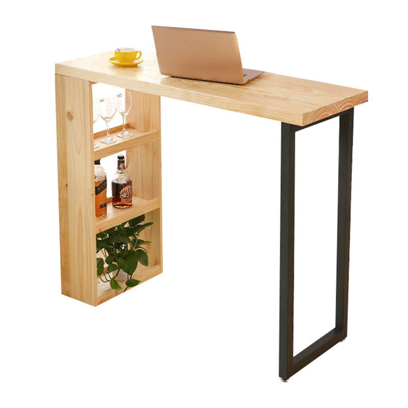 Solid Wood Bar Dining Table Industrial Bar Table with Sled Base Iron With Storage Space Clearhalo 'Bar Furniture' 'Bar Tables' 'bar_tables' 'Furniture' 'furniture_bar_tables' 'Kitchen & Dining Furniture' 4852163