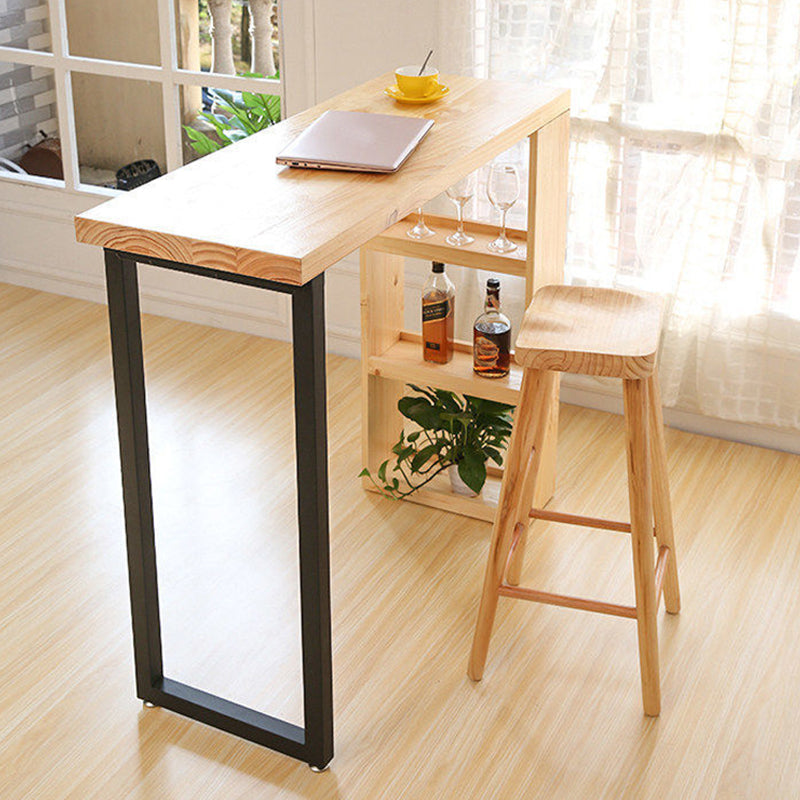 Solid Wood Bar Dining Table Industrial Bar Table with Sled Base 47.2"L x 15.7"W x 41.3"H Iron With Storage Space Clearhalo 'Bar Furniture' 'Bar Tables' 'bar_tables' 'Furniture' 'furniture_bar_tables' 'Kitchen & Dining Furniture' 4852165