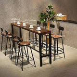 Solid Wood Bar Table Industrial Bar Dining Table with Trestle Base in Black Clearhalo 'Bar Furniture' 'Bar Tables' 'bar_tables' 'furn' 'furn_bar_tables' 'Furniture' 'furniture_bar_tables' 'Kitchen & Dining Furniture' 4852222