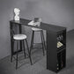 Industrial Style Bar Table Stone Top 42-inch Height Pub Table with Wine Glass Shelf Black 86.6"L x 15.7"W x 41.3"H Clearhalo 'Bar Furniture' 'Bar Tables' 'bar_tables' 'Furniture' 'furniture_bar_tables' 'Kitchen & Dining Furniture' 4852233