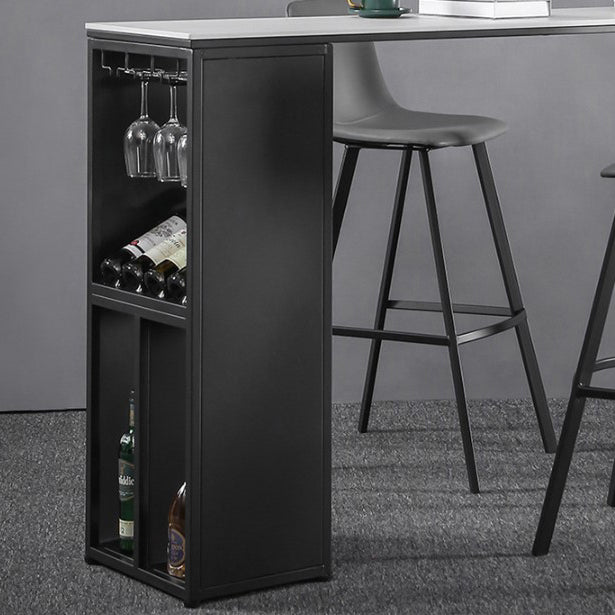 Industrial Style Bar Table Stone Top 42-inch Height Pub Table with Wine Glass Shelf Clearhalo 'Bar Furniture' 'Bar Tables' 'bar_tables' 'Furniture' 'furniture_bar_tables' 'Kitchen & Dining Furniture' 4852236
