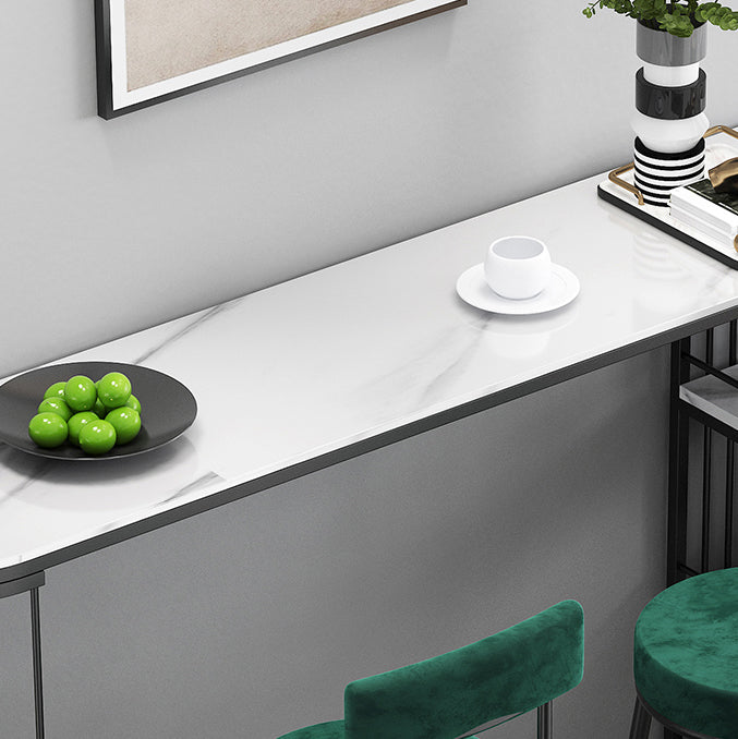 Luxurious Bar Table 42-inch Height White Stone Top and Iron Base Bistro Table Clearhalo 'Bar Furniture' 'Bar Tables' 'bar_tables' 'furn' 'furn_bar_tables' 'Furniture' 'furniture_bar_tables' 'Kitchen & Dining Furniture' 4852260